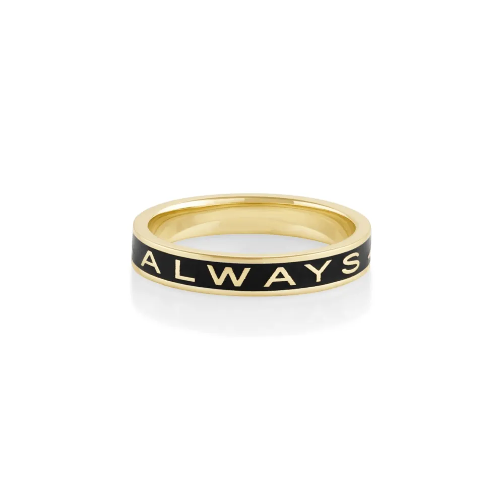 Marrow Fine For The Bride-to-be | Anniversary Gifts^"Always" Gold Memory Ring – Black Enamel