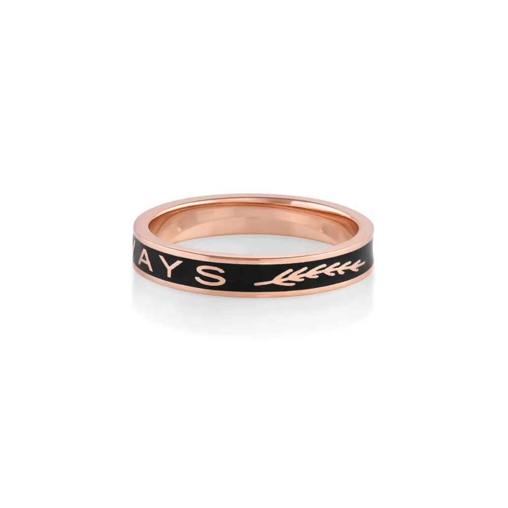 Marrow Fine For The Bride-to-be | Anniversary Gifts^"Always" Gold Memory Ring – Black Enamel