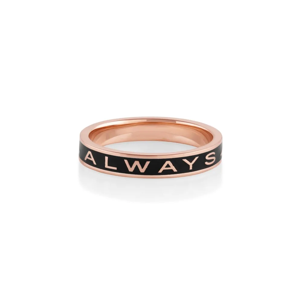Marrow Fine For The Bride-to-be | Anniversary Gifts^"Always" Gold Memory Ring – Black Enamel