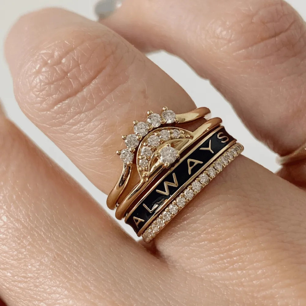 Marrow Fine For The Bride-to-be | Anniversary Gifts^"Always" Gold Memory Ring – Black Enamel