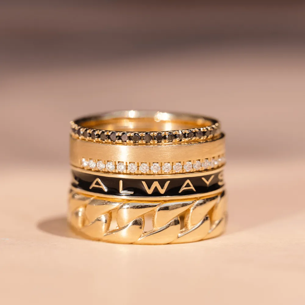 Marrow Fine For The Bride-to-be | Anniversary Gifts^"Always" Gold Memory Ring – Black Enamel