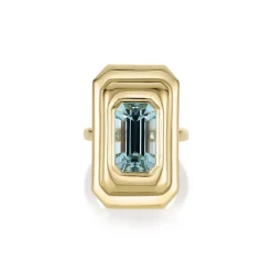 Marrow Fine Ready To Ship | Ready To Ship^6.97ct Aquamarine In-Orbit Ring 14kyellowgold
