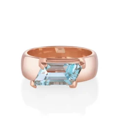 Marrow Fine Ready To Ship | Ready To Ship^2.97ct Aquamarine Trapezoid Cigar Band 14krosegold