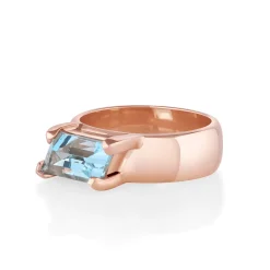Marrow Fine Ready To Ship | Ready To Ship^2.97ct Aquamarine Trapezoid Cigar Band 14krosegold