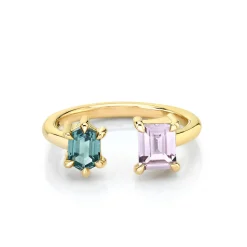 Marrow Fine Ready To Ship | Ready To Ship^0.81ct Blush Lilac & Seafoam Sapphire Toi et Moi Ring 14kyellowgold