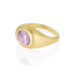 Marrow Fine Ready To Ship | Ready To Ship^4.21ct Cabochon Sapphire Pinky Bombe Ring 14kyellowgold