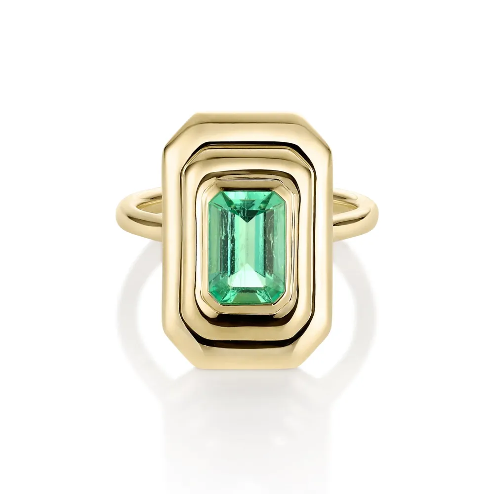 Marrow Fine Ready To Ship | Ready To Ship^1.48ct Colombian Emerald In-Orbit Ring 14kyellowgold
