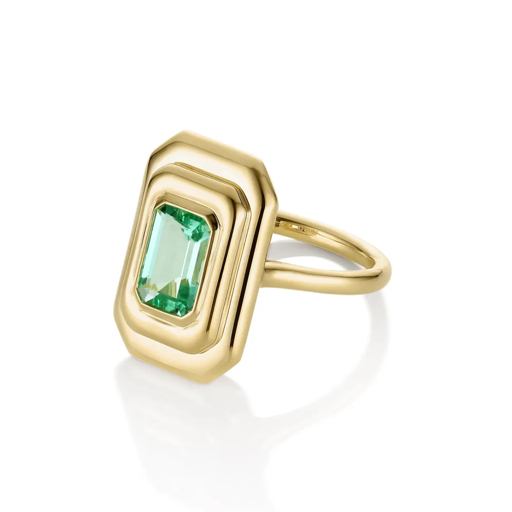 Marrow Fine Ready To Ship | Ready To Ship^1.48ct Colombian Emerald In-Orbit Ring 14kyellowgold