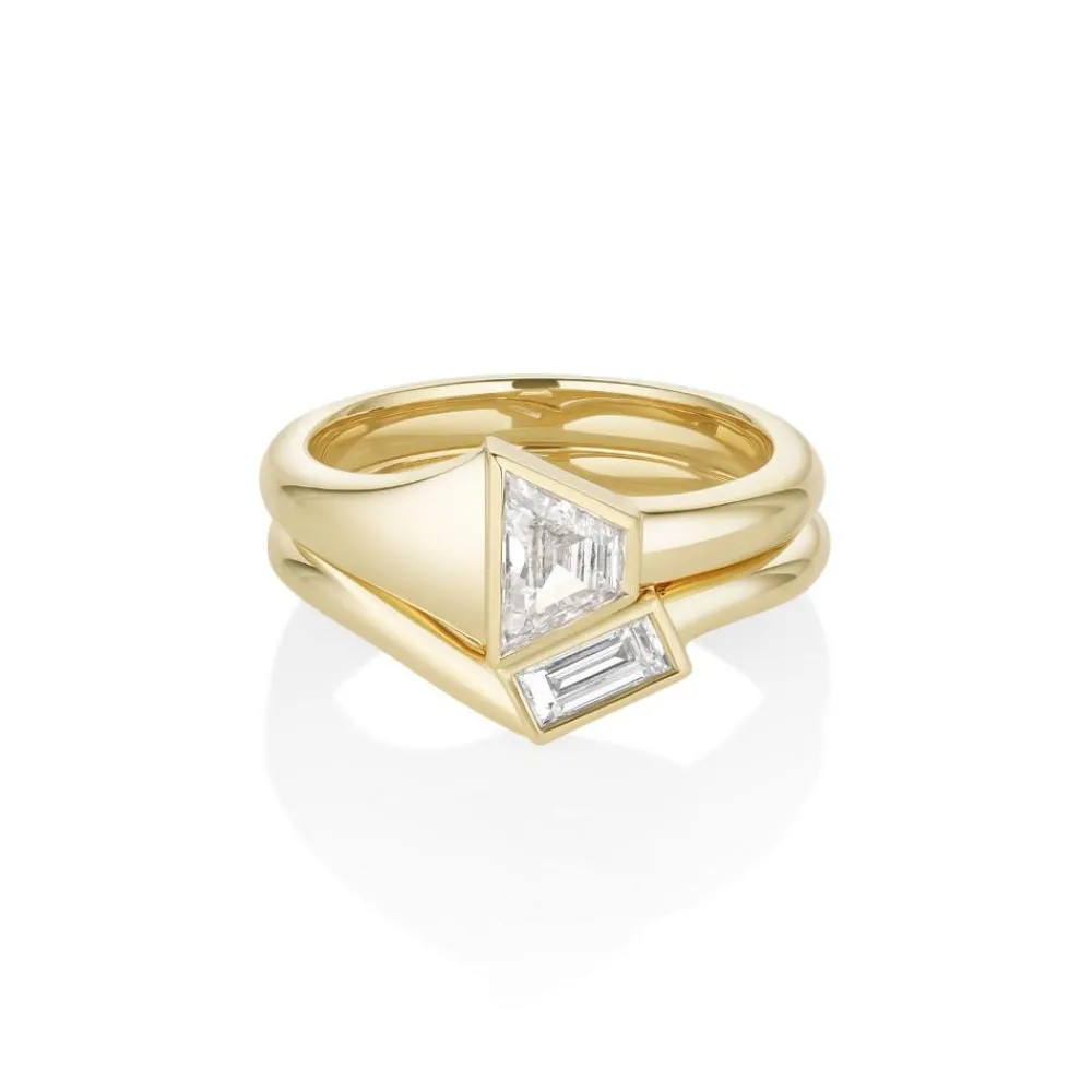 Marrow Fine Ready To Ship | Ready To Ship^0.60ct Diamond Trapezoid Ring with Diamond Baguette Tracer Band 14kyellowgold