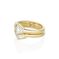 Marrow Fine Ready To Ship | Ready To Ship^0.60ct Diamond Trapezoid Ring with Diamond Baguette Tracer Band 14kyellowgold