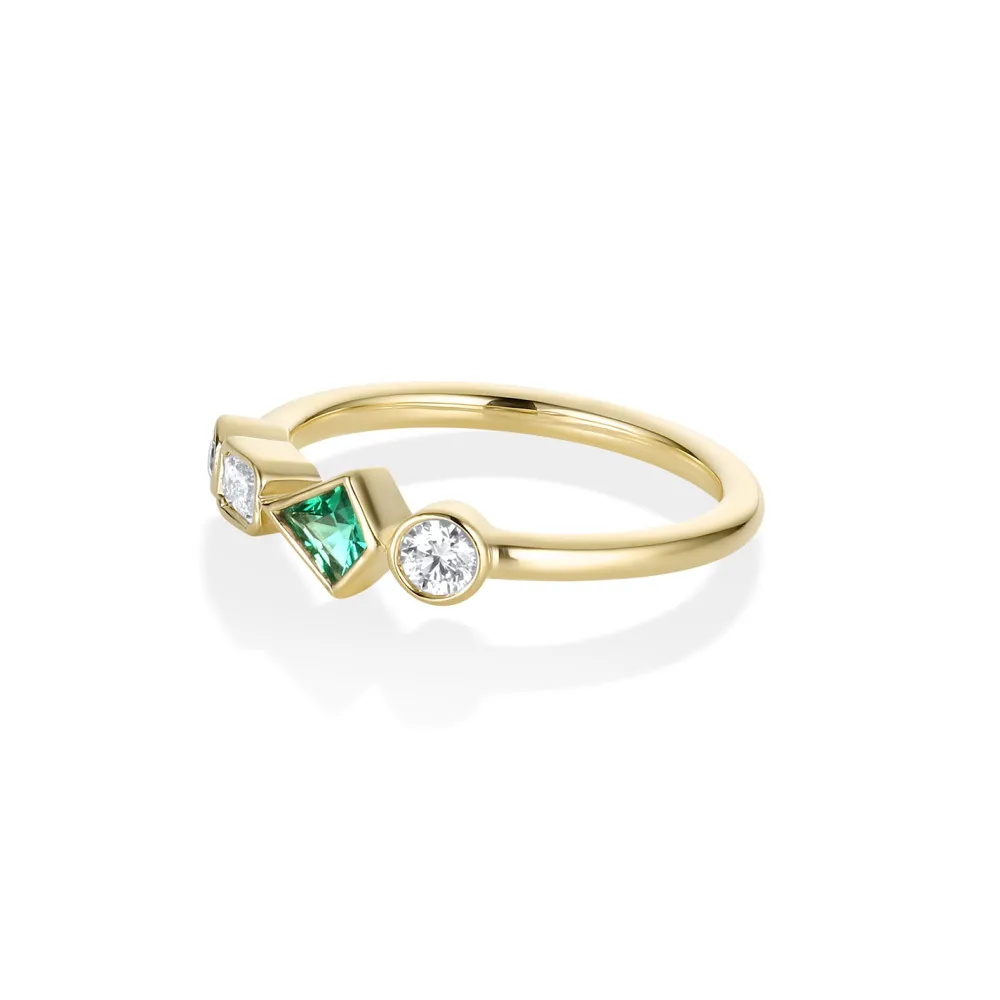 Marrow Fine The Kaleidoscope Collection^0.13ct Emerald and Diamond Kaleidoscope Ring 14kyellowgold