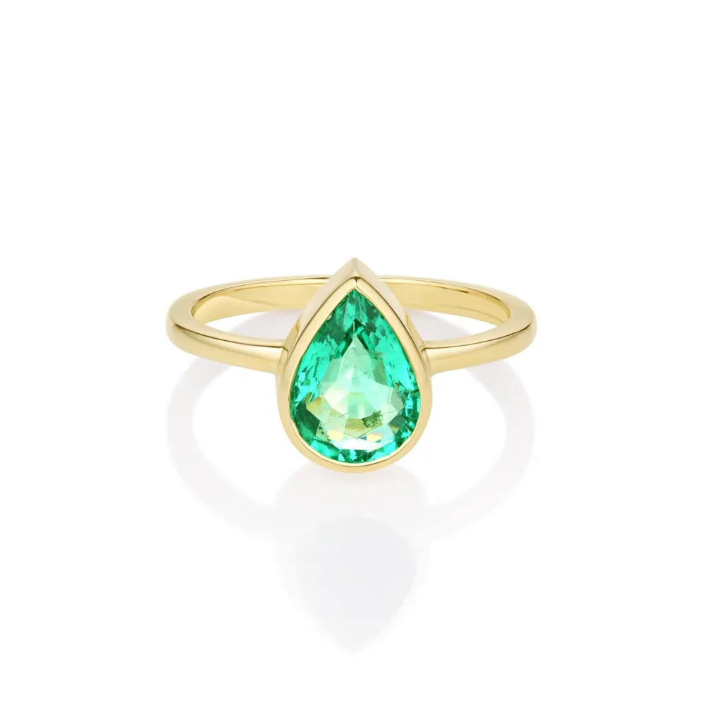 Marrow Fine Birthstone Collection | Ready To Ship^1.54ct Emerald Bezel Set Solitaire Ring 14kyellowgold