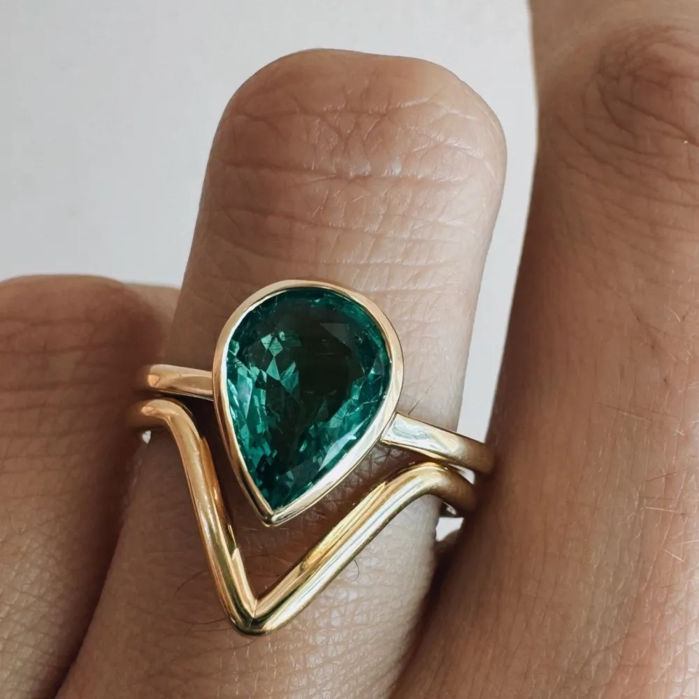 Marrow Fine Birthstone Collection | Ready To Ship^1.54ct Emerald Bezel Set Solitaire Ring 14kyellowgold