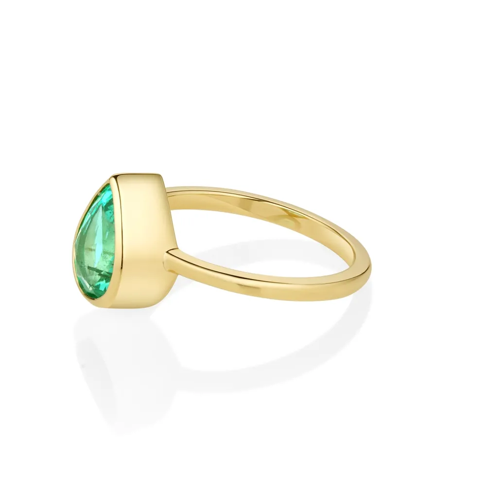 Marrow Fine Birthstone Collection | Ready To Ship^1.54ct Emerald Bezel Set Solitaire Ring 14kyellowgold