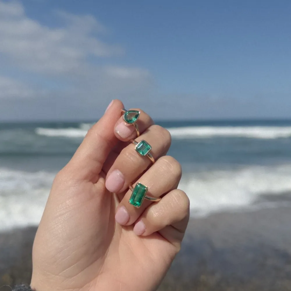 Marrow Fine Birthstone Collection | Ready To Ship^1.54ct Emerald Bezel Set Solitaire Ring 14kyellowgold