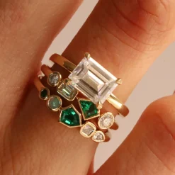 Marrow Fine Birthstone Collection | The Kaleidoscope Collection^0.17ct Emerald, Opal and Diamond Kaleidoscope Ring 14kyellowgold