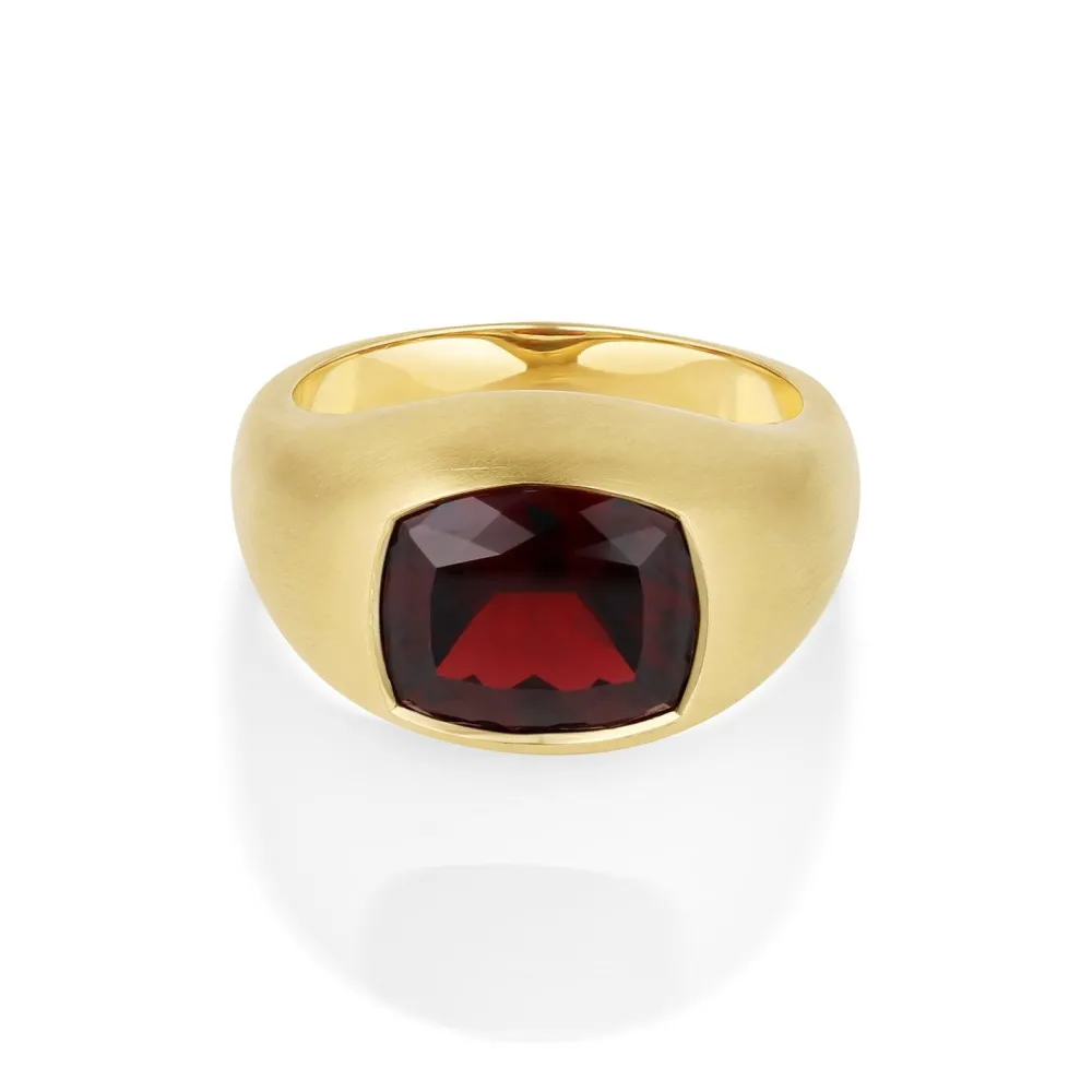 Marrow Fine Birthstone Collection | Ready To Ship^5.06ct Garnet Pinky Bombe Ring 14kyellowgold