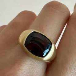 Marrow Fine Birthstone Collection | Ready To Ship^5.06ct Garnet Pinky Bombe Ring 14kyellowgold