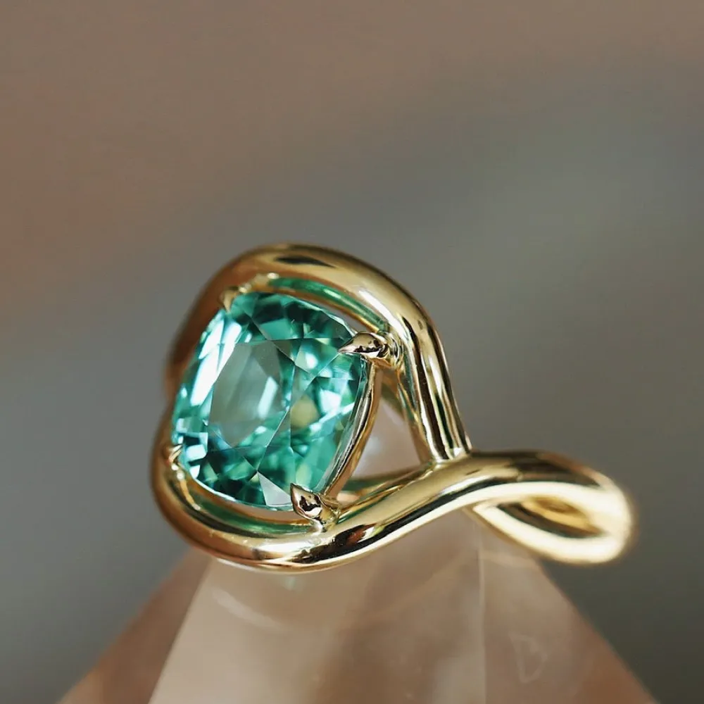 Marrow Fine Florence Ring | The Soleil Collection^4.13ct Green Tourmaline Marrow x Sammi Florence Ring 14kyellowgold