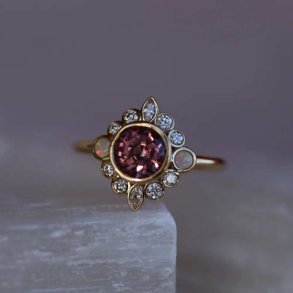 Marrow Fine Birthstone Collection | One-of-a-kind Pieces^1.82ct Imperial Malaya Garnet and Opal Scarlette Compass Ring 14kyellowgold