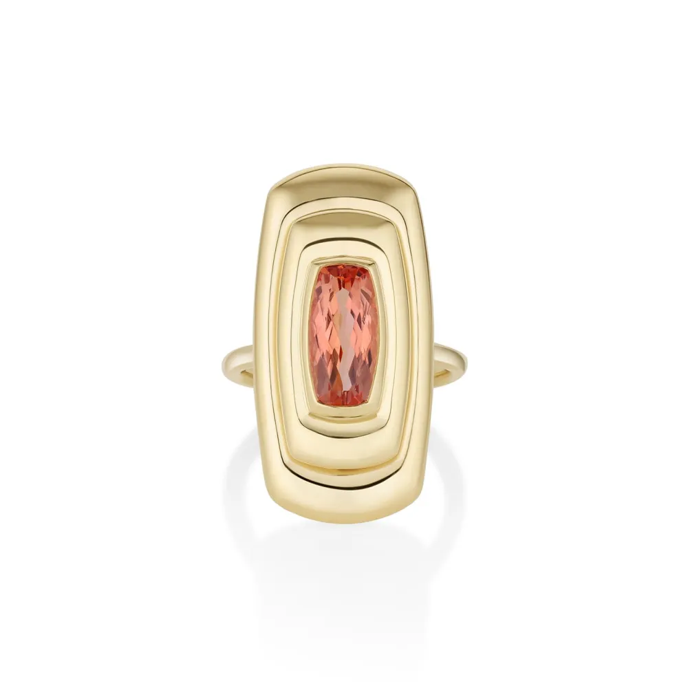Marrow Fine Birthstone Collection | Ready To Ship^3.00ct Imperial Topaz In-Orbit Ring 14kyellowgold