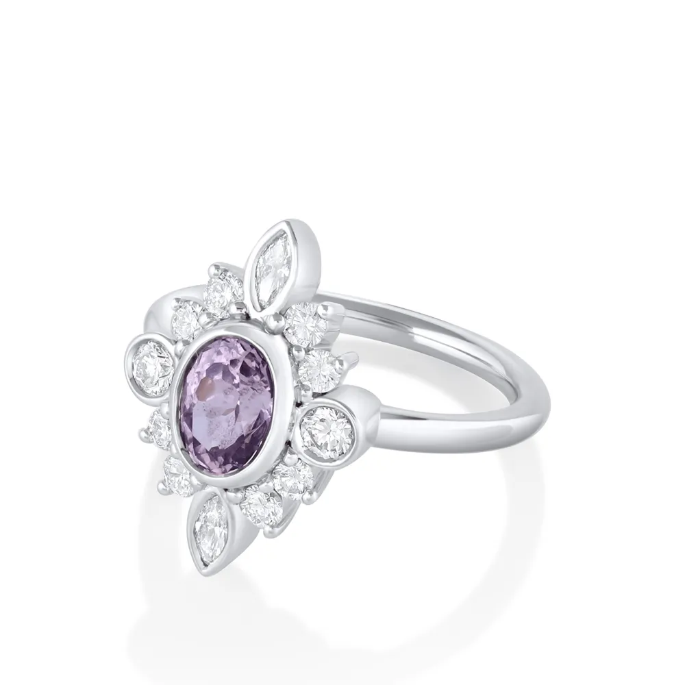 Marrow Fine Ready To Ship | Ready To Ship^1.31ct Lavender Sapphire Scarlette Compass Ring 14kwhitegold