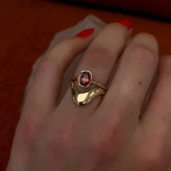 Marrow Fine Birthstone Collection | Ready To Ship^0.93ct Malawi Ruby Abstract Bezel Ring 14kyellowgold