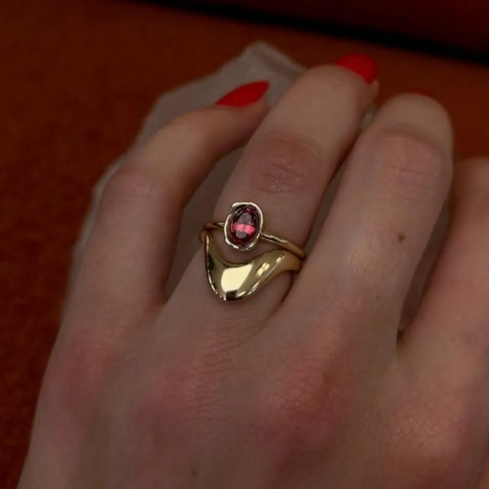 Marrow Fine Birthstone Collection | Ready To Ship^0.93ct Malawi Ruby Abstract Bezel Ring 14kyellowgold