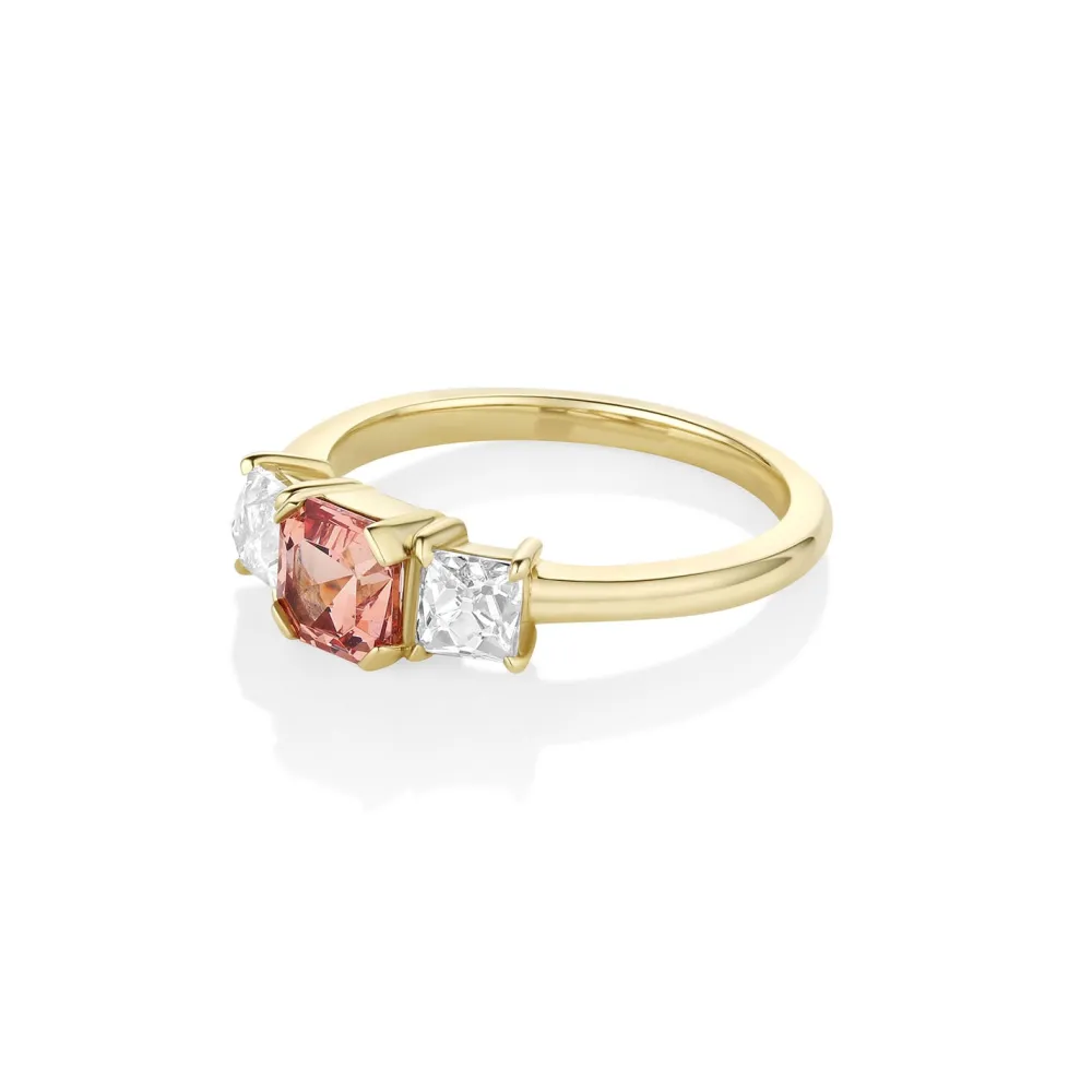 Marrow Fine Birthstone Collection | One-of-a-kind Pieces^1.12ct Malaya Garnet and 0.91tcw French Cut Diamond Ring 14kyellowgold