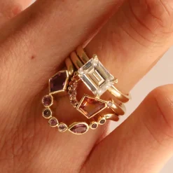 Marrow Fine Birthstone Collection | Ready To Ship^0.61ct Montana Sapphire & Malawi Sapphire Lucy Band 14kyellowgold