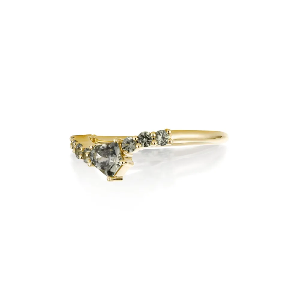 Marrow Fine Birthstone Collection | The Kaleidoscope Collection^0.43ct Montana Sapphire and Sapphire Simple Wave Ring 14kyellowgold