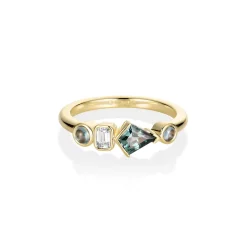 Marrow Fine Birthstone Collection | The Kaleidoscope Collection^0.52ct Montana Sapphire, Sapphire and Diamond Kaleidoscope Ring 14kyellowgold