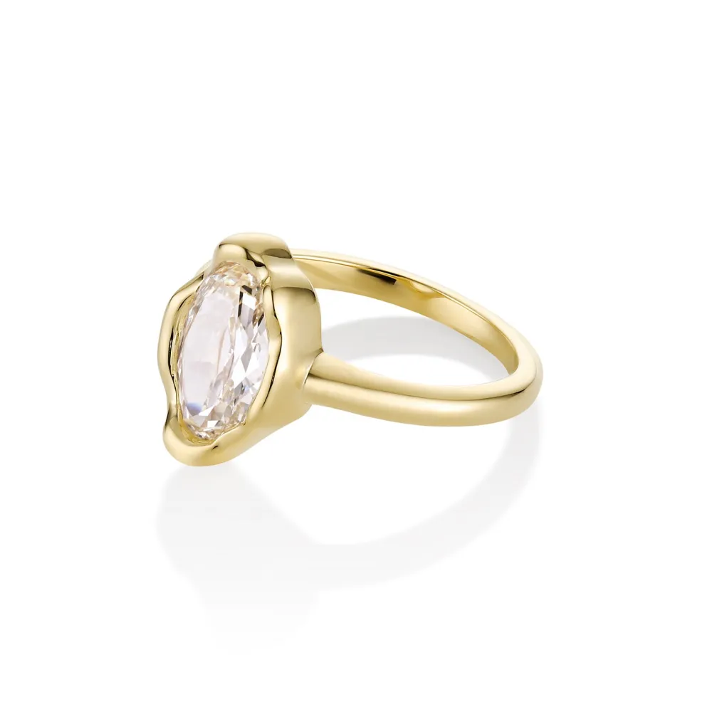 Marrow Fine Ready To Ship | Ready To Ship^2.01ct Moval Diamond Abstract Bezel Ring 14kyellowgold