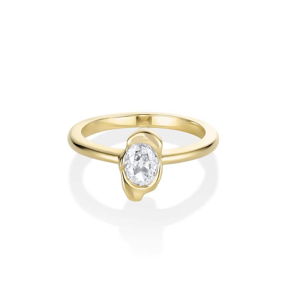 Marrow Fine Ready To Ship | Ready To Ship^0.40ct Oval Diamond Abstract Bezel Ring 14kyellowgold