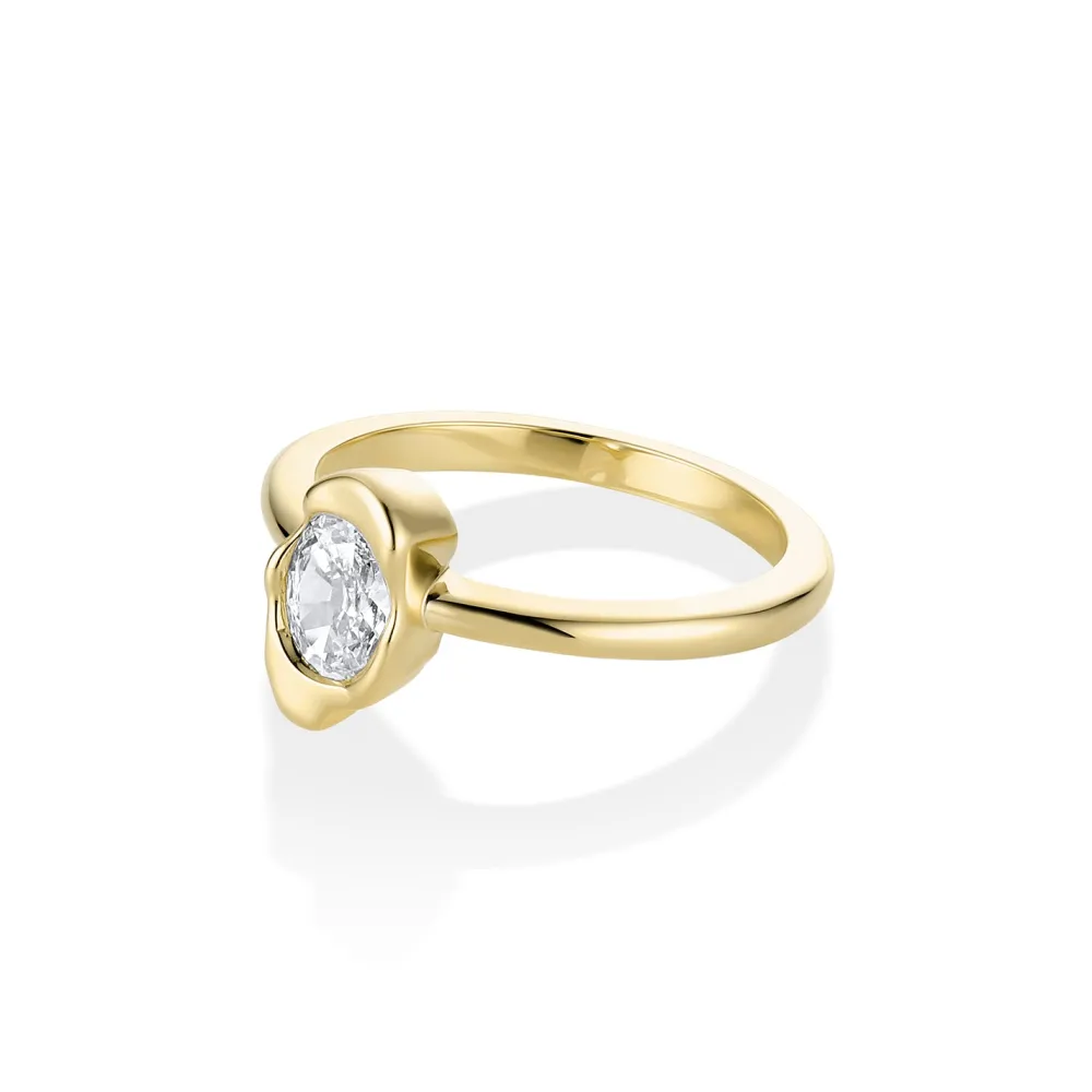 Marrow Fine Ready To Ship | Ready To Ship^0.40ct Oval Diamond Abstract Bezel Ring 14kyellowgold