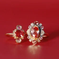 Marrow Fine Ready To Ship | Ready To Ship^3.54ct Peachy Pink Sapphire Ballerina Ring 14kyellowgold