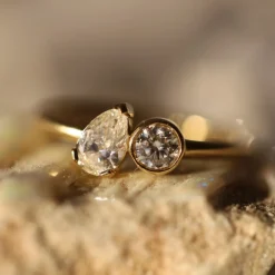 Marrow Fine Ready To Ship | Ready To Ship^0.51ct Pear & 0.22ct Round Diamond Chloe 14kyellowgold