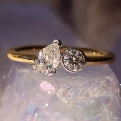 Marrow Fine Ready To Ship | Ready To Ship^0.48ct Pear Shape Diamond and 0.23ct Round Diamond Chloe 14kyellowgold