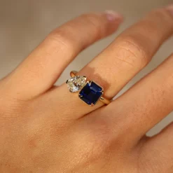 Marrow Fine Ready To Ship | Ready To Ship^1.02ct Pear Shape Diamond and 2.09ct Sapphire Toi et Moi 14kyellowgold