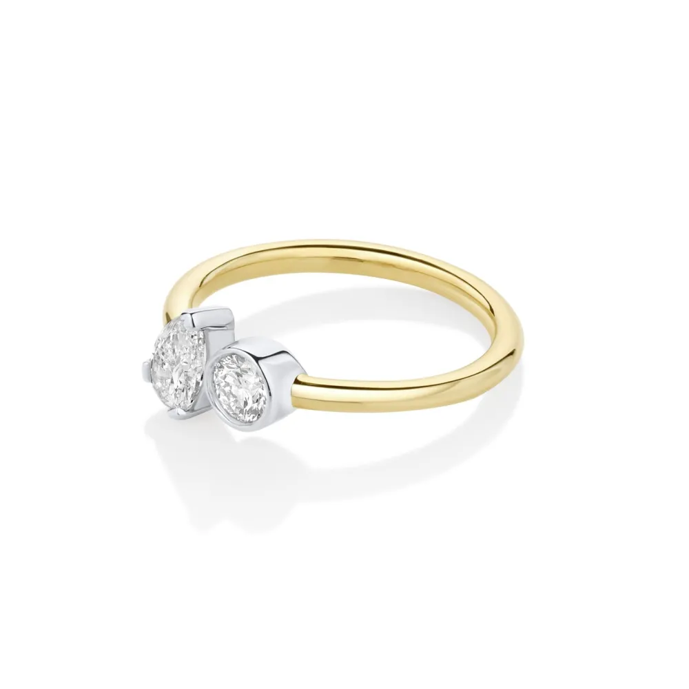 Marrow Fine Ready To Ship | Ready To Ship^0.48ct Pear Shape Diamond and 0.23ct Round Diamond Chloe 14kyellowgold