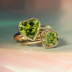 Marrow Fine Ready To Ship | Ready To Ship^3.44ct Peridot Bezel Heart Ring 14kyellowgold
