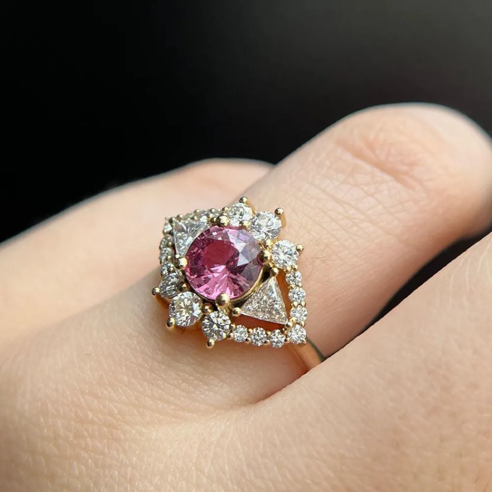 Marrow Fine Ready To Ship | Ready To Ship^1.49ct Pink Sapphire Art Deco Ring 14kyellowgold