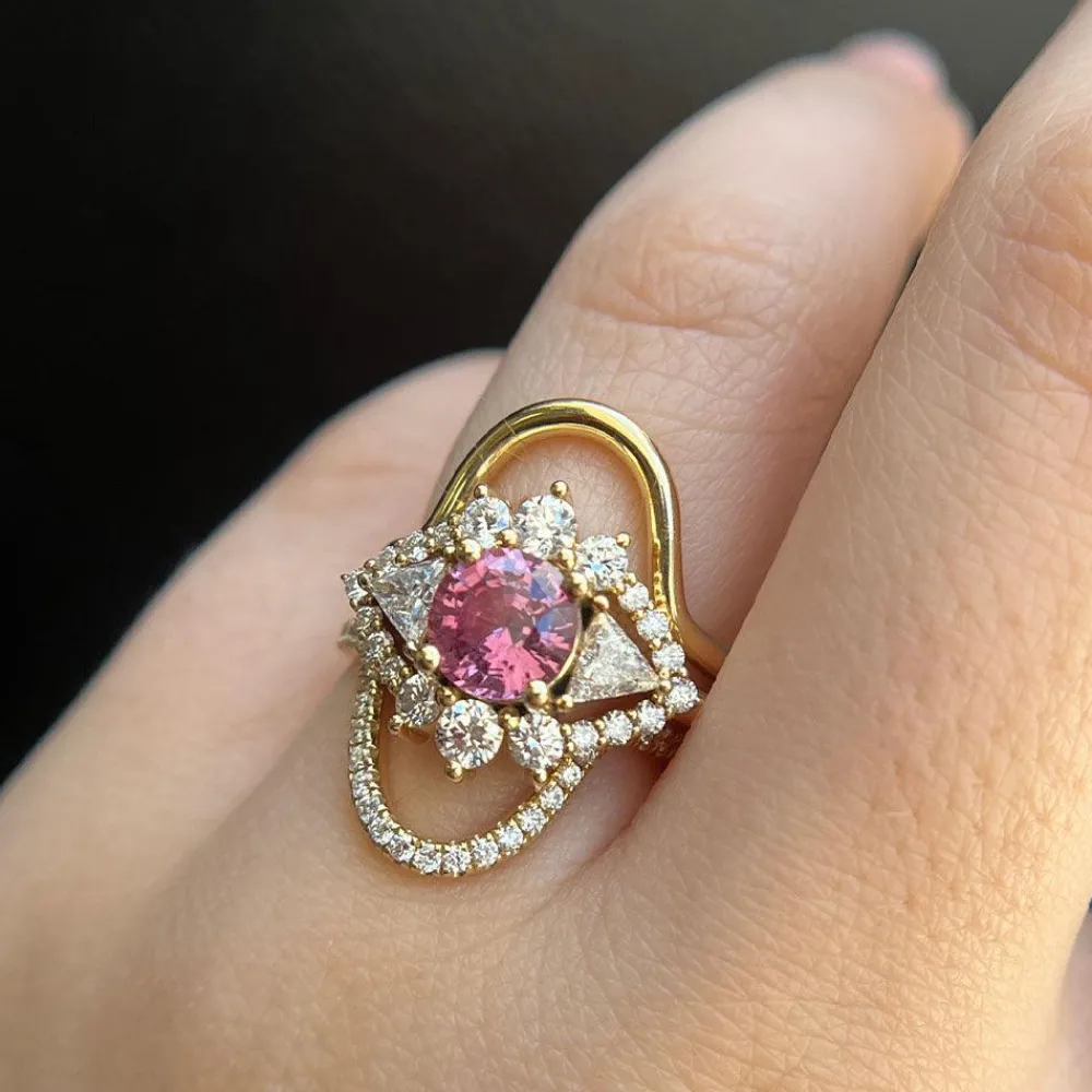 Marrow Fine Ready To Ship | Ready To Ship^1.49ct Pink Sapphire Art Deco Ring 14kyellowgold