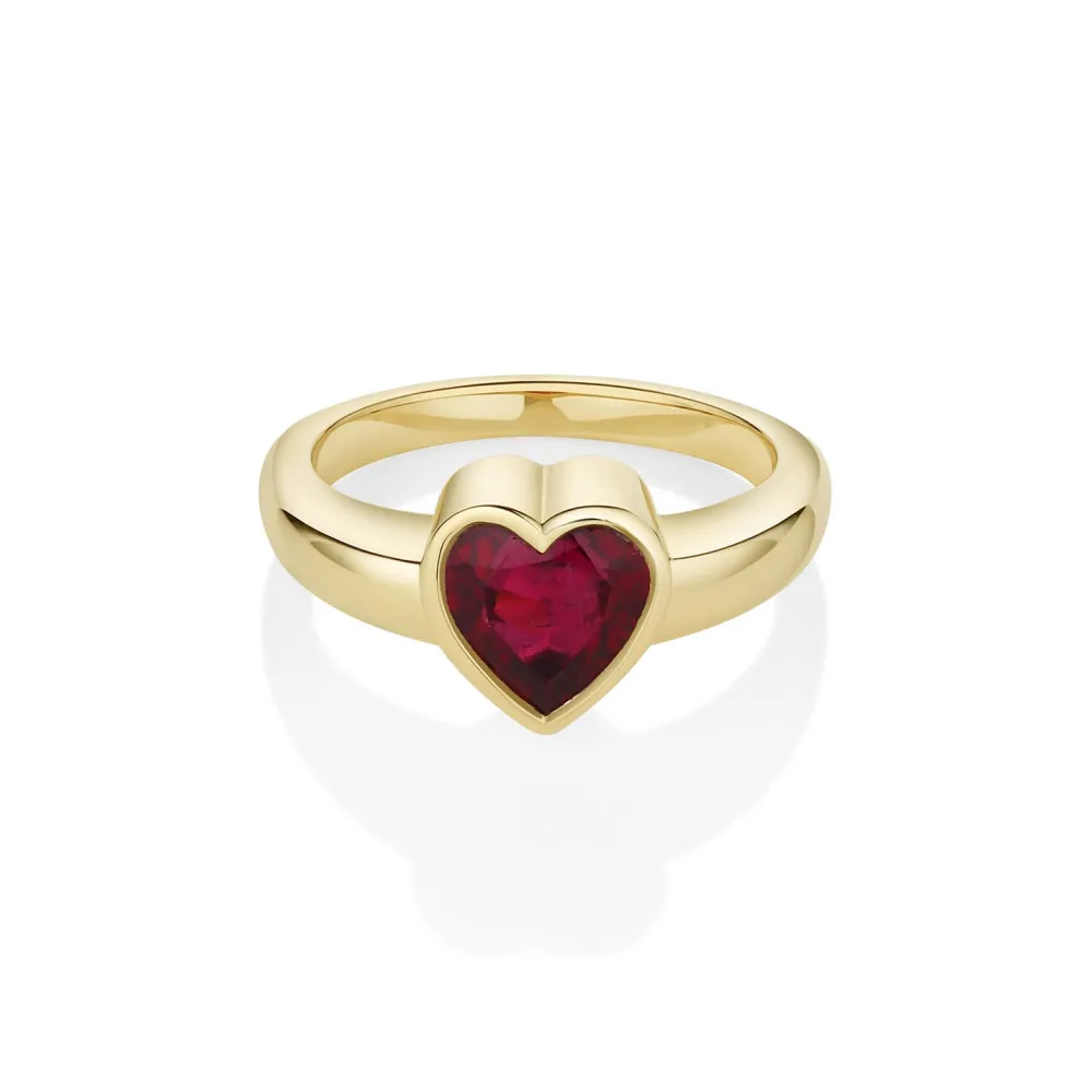 Marrow Fine Birthstone Collection | Graduation Gifts^1.51ct Rhodolite Garnet Heart Ring 14kyellowgold