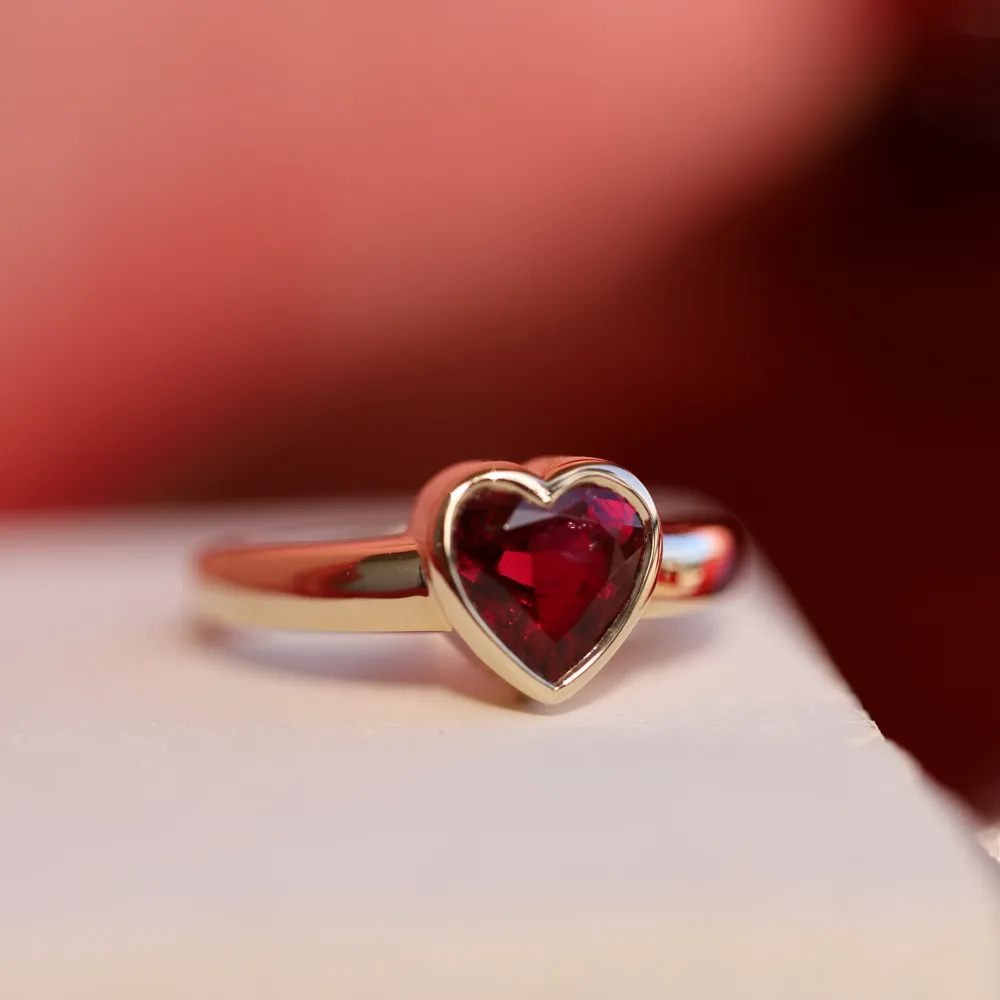 Marrow Fine Birthstone Collection | Graduation Gifts^1.51ct Rhodolite Garnet Heart Ring 14kyellowgold