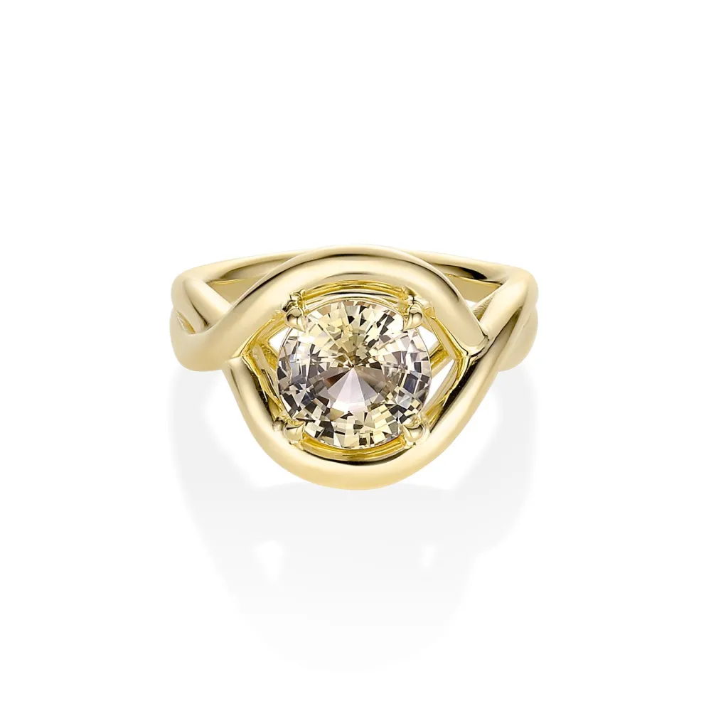Marrow Fine Florence Ring | The Soleil Collection^3.51ct Round Greenish-Yellow Sapphire Florence Ring 14kyellowgold