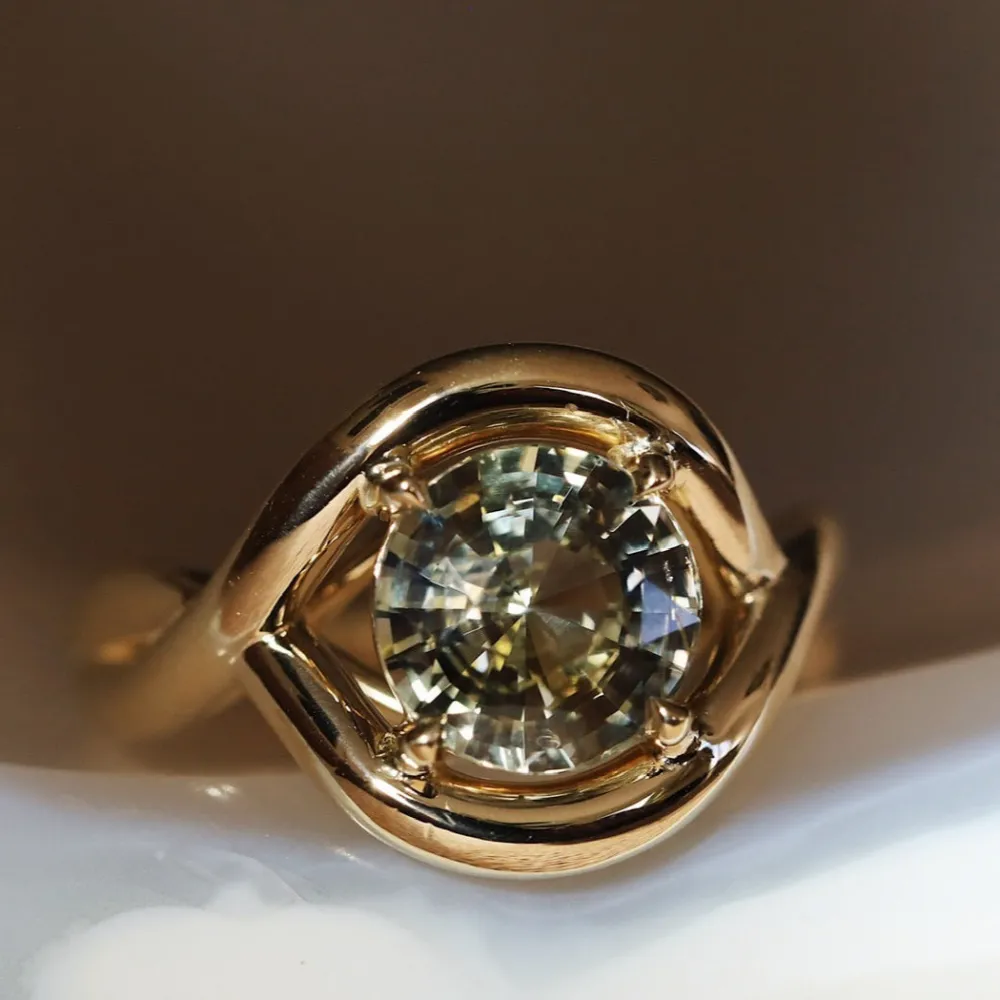 Marrow Fine Florence Ring | The Soleil Collection^3.51ct Round Greenish-Yellow Sapphire Florence Ring 14kyellowgold
