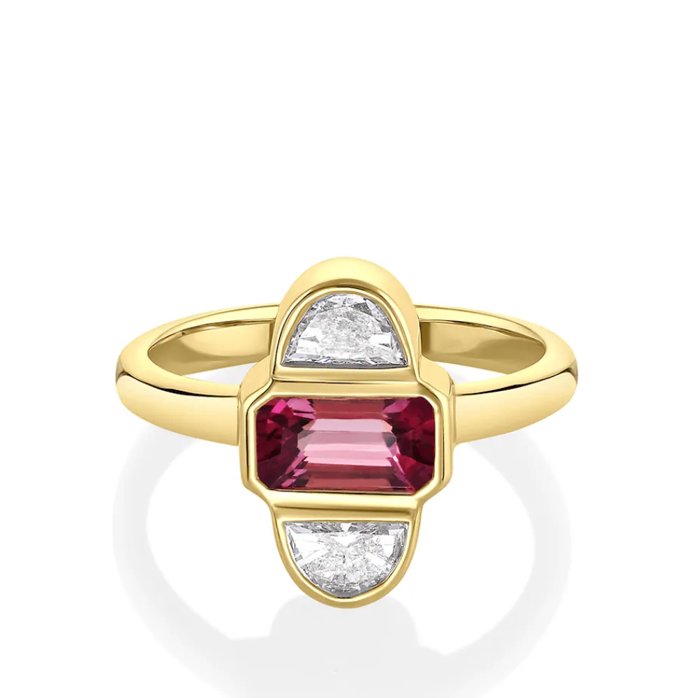 Marrow Fine Ready To Ship | Ready To Ship^1.24ct Ruby & Half Moon Diamond Ring 14kyellowgold