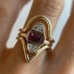 Marrow Fine Ready To Ship | Ready To Ship^1.24ct Ruby & Half Moon Diamond Ring 14kyellowgold
