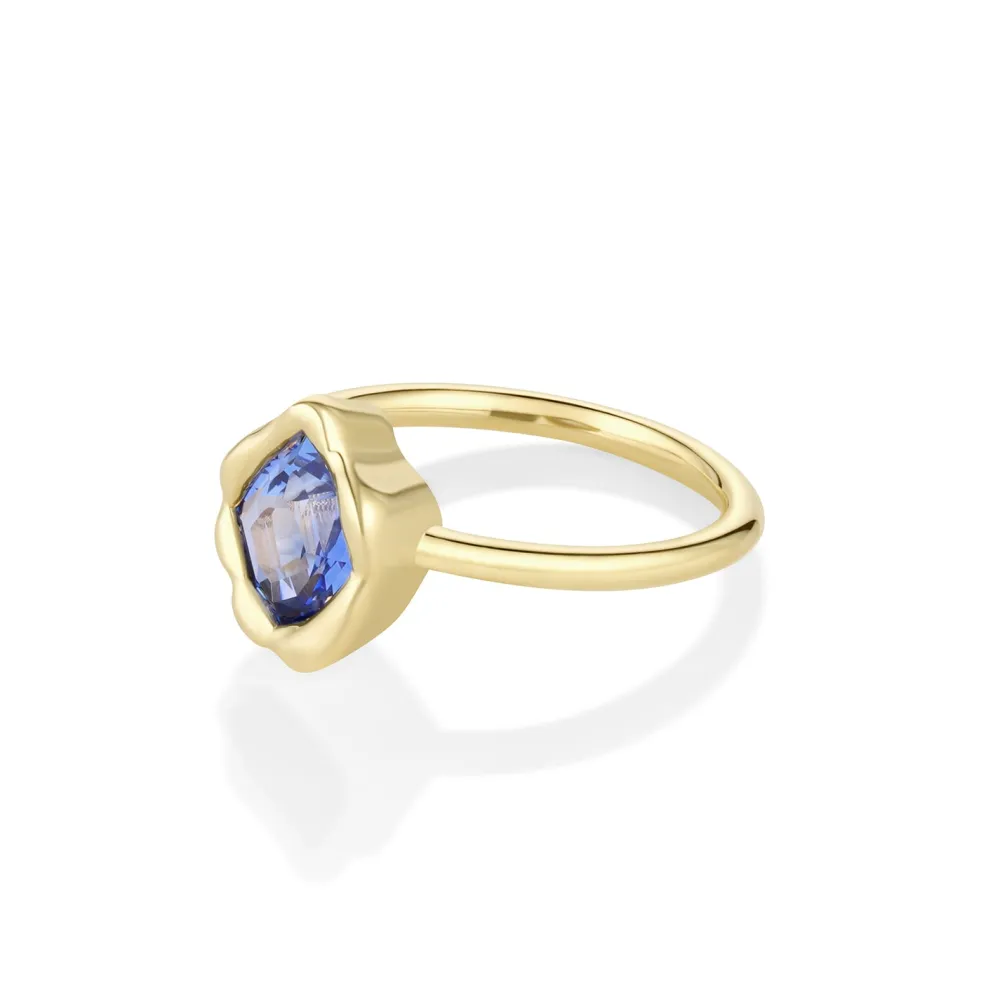 Marrow Fine Ready To Ship | Ready To Ship^1.18ct Sapphire Abstract Bezel Ring 14kyellowgold